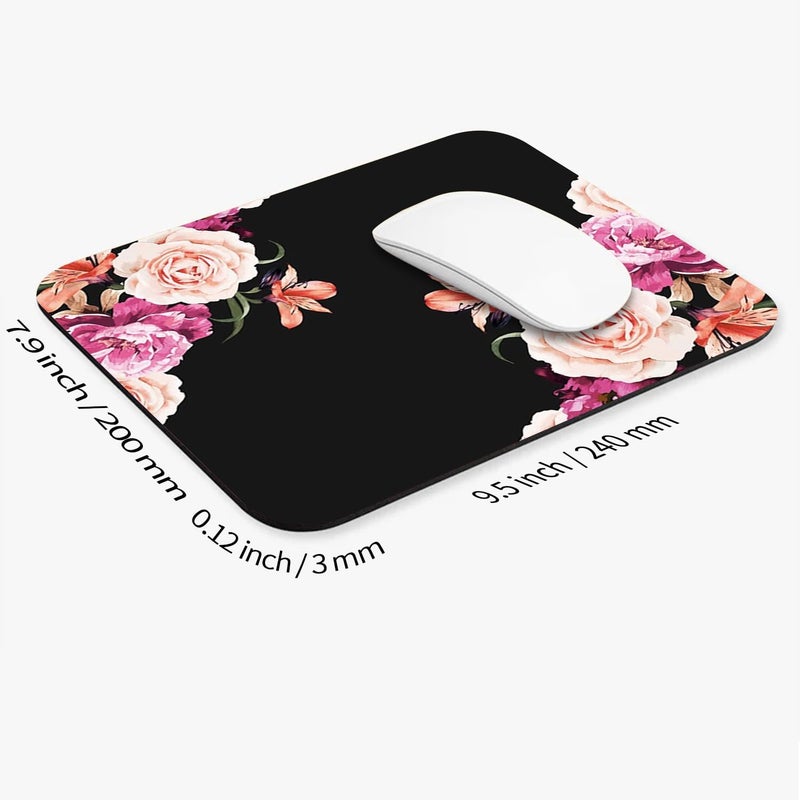 Armanza Square Mouse Pad Pretty Peony Flower, Personalized Premium-Textured Custom Mouse Mat Design, Washable Mousepad Cloth, Non-Slip Rubber Base Computer Mouse Pads for Wireless Mouse - Image 2